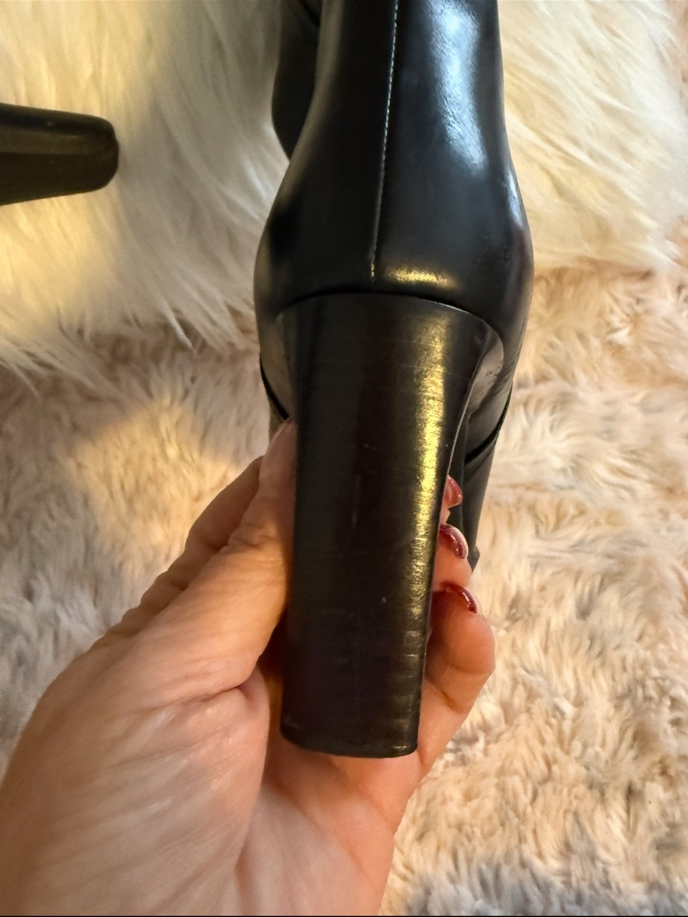 PRADA Women's Black Leather Knee High Zip Boots Square Toe Block Heel Sz 37.5 - Picture 6 of 15